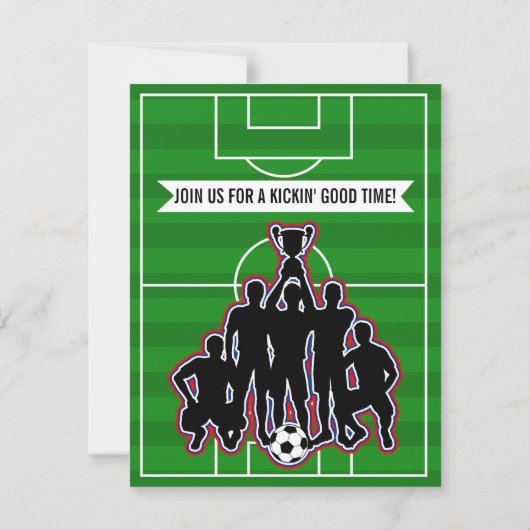 Voetbal Boys Football Field Verjaardagsfeestje Kaart (Achterkant)