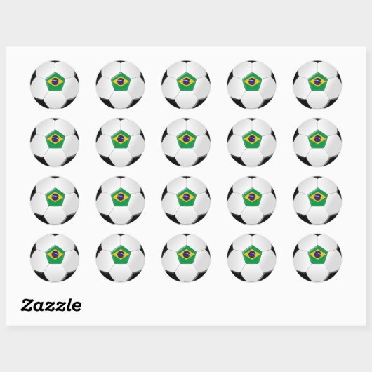 Voetbal Brazilië Ronde Sticker (Vel)