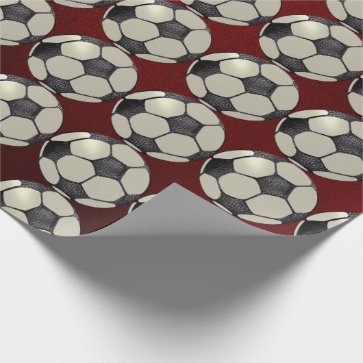 Voetbal / Burgandy Cadeaupapier (Hoek)