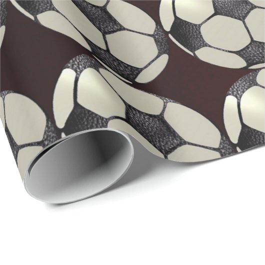 Voetbal / Burgandy Cadeaupapier (Rol Hoek)