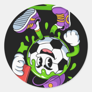 Voetbal Byll Cartoon Drip Rode Kaart Pret  Ronde Sticker