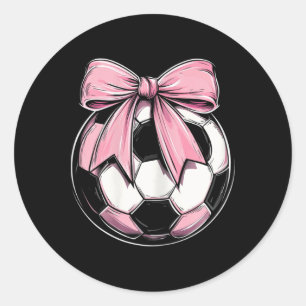 Voetbal Byll Roze Coquette Strikje Dainty Lint Mei Ronde Sticker