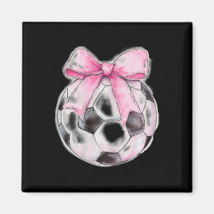 Voetbal Byll Roze Coquette Strikje Fijne Lint Meis Magneet