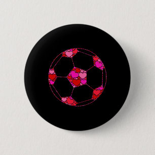 Voetbal Byll Roze Rode Hart Voor Vrouwen Mannen - Ronde Button 5,7 Cm