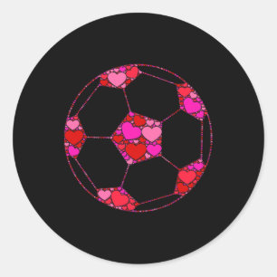 Voetbal Byll Roze Rode Hart Voor Vrouwen Mannen - Ronde Sticker