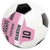 Voetbal Champs Roze Zwart Gepersonaliseerde Sport  (Drie kwart)