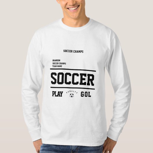 voetbal CHAMPS ZWART wit gepersonaliseerde GOL fan T-shirt (Voorkant)
