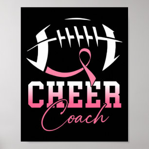 Voetbal Cheer Coach Pink Ribbon Borstkanker Bewust Poster
