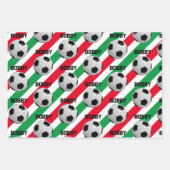Voetbal Christmas Naam toevoegen 3 Kinder Inpakpapier Vel (Voorkant)