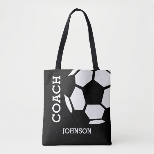 voetbal coach Aangepaste sport Modern Black Tote Bag (Voorkant)
