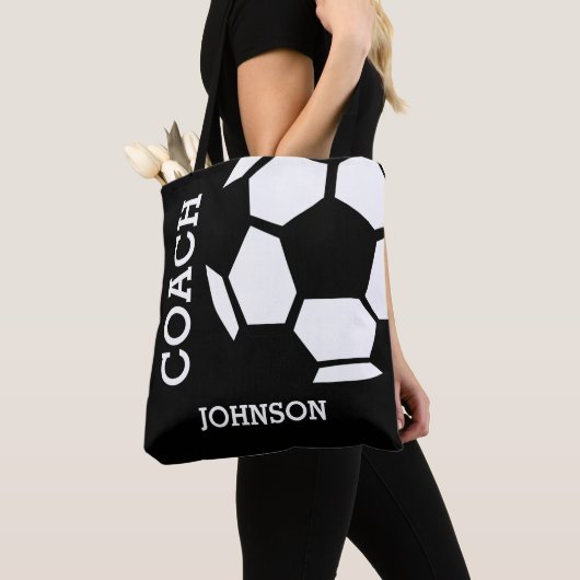 voetbal coach Aangepaste sport Modern Black Tote Bag (Dichtbij)