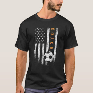 Voetbal coach Amerikaanse Vlag Design Soccer Train T-shirt