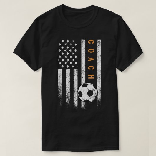 Voetbal coach Amerikaanse Vlag Design Soccer Train T-shirt (Design voorkant)