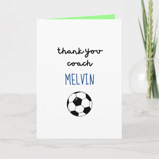 Voetbal coach appreciatie Kaart, dank u kaart (Voorkant)