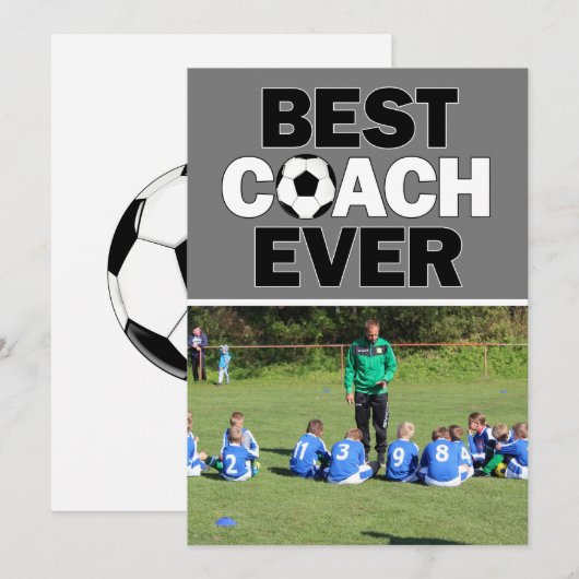 Voetbal coach Beste ooit Aangepaste Foto Hartelijk Bedankkaart (Voorkant / Achterkant)