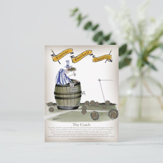 voetbal coach blauw witte strepen briefkaart (Staand voorkant)