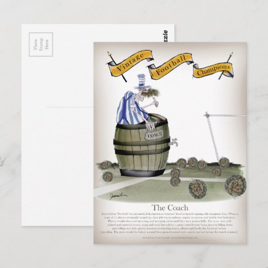 voetbal coach blauw witte strepen briefkaart (Voorkant / Achterkant)