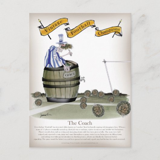 voetbal coach blauw witte strepen briefkaart (Voorkant)