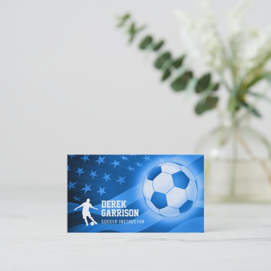 Voetbal | Coach Blue Visitekaartje (Staand voorkant)