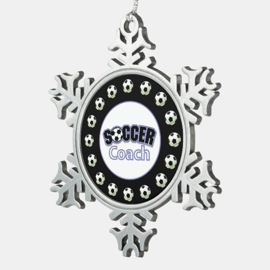 Voetbal coach Dank u, Balls Tin Sneeuwvlok Ornament (Rechts)