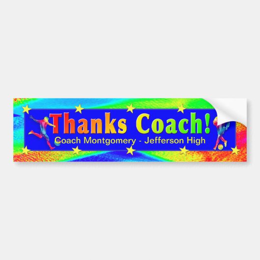 voetbal coach Dank u Bumpersticker (Voorkant)