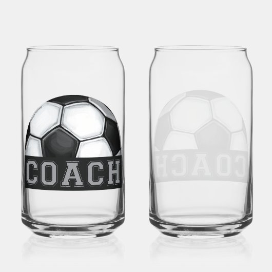 Voetbal coach glaswerk blikvorm glas (Voorkant)