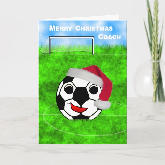 voetbal coach kerst feestdagen kaart (Voorkant)