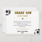 Voetbal Coach Naam Foto  Bedankkaart (Achterkant)