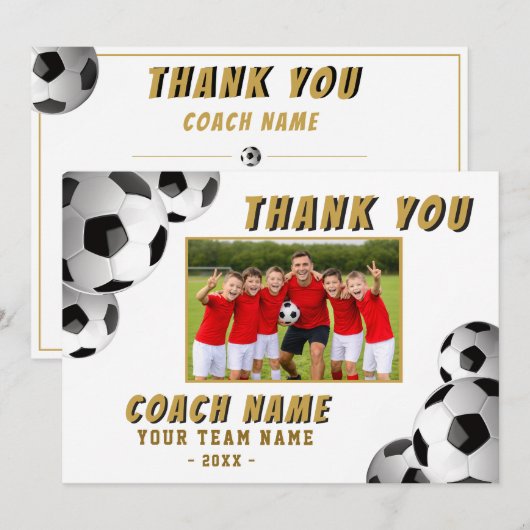 Voetbal Coach Naam Foto  Bedankkaart (Voorkant / Achterkant)