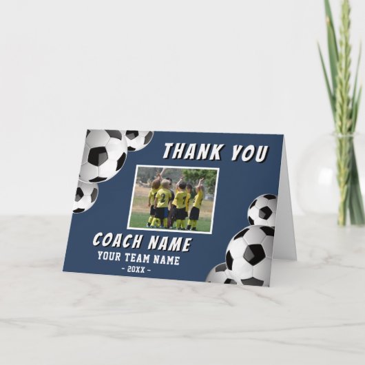 Voetbal Coach Naam Foto Bedankkaart (Voorkant)