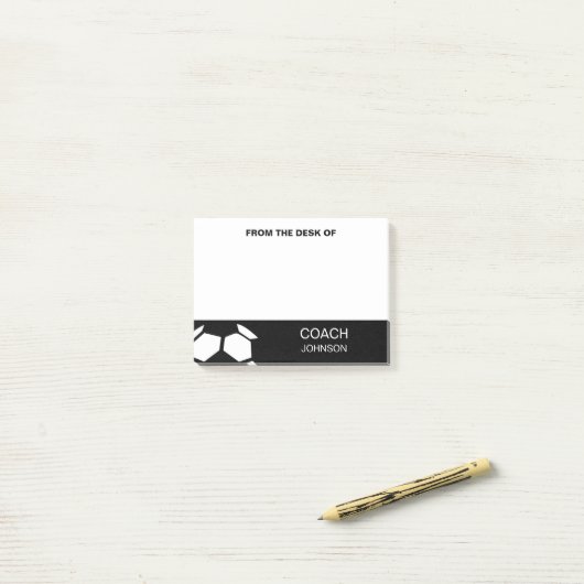 voetbal coach persoonlijke Trendy Modern Black Post-it® Notes (Op bureau)