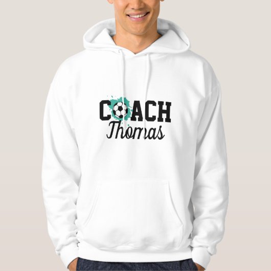 Voetbal coach Player Ball Paint Splash Name Sports Hoodie (Voorkant)