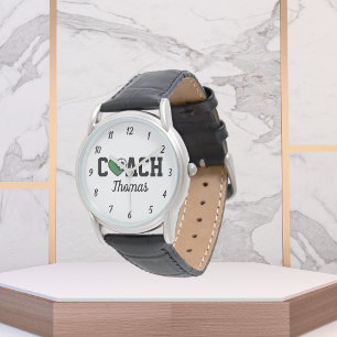 Voetbal coach Professional Name & Heart Ball Cool Horloge