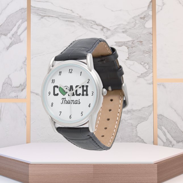 Voetbal coach Professional Name & Heart Ball Cool Horloge (Creator heeft geüpload)
