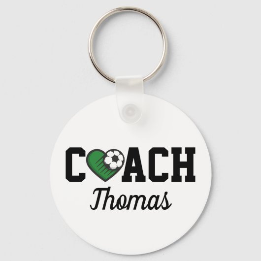Voetbal coach Professional Name & Heart Ball Cool Sleutelhanger (Voorkant)