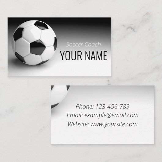 Voetbal coach Speler Instructeur Stijlvol Zwart Wi Visitekaartje (Voorkant / Achterkant)
