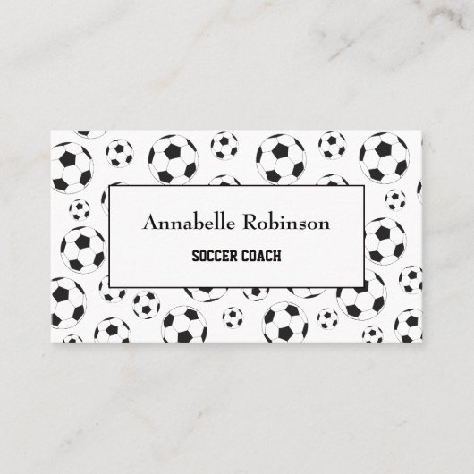Voetbal coach sport wit en zwart visitekaartje (Voorkant)