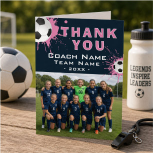 Voetbal Coach Team Foto Dank je wel Bedankkaart