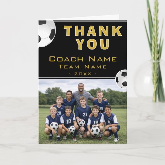 Voetbal Coach Teamfoto Bedankkaart (Voorkant)