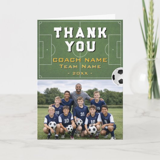 Voetbal Coach Teamfoto Bedankkaart (Voorkant)