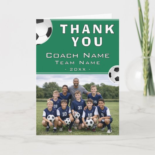 Voetbal Coach Teamfoto Bedankkaart (Voorkant)