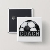 Voetbal coach vierkante button 5,1 cm (Voorkant /achterkant)