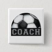 Voetbal coach vierkante button 5,1 cm (Voorkant)