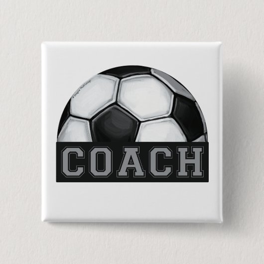 Voetbal coach vierkante button 5,1 cm (Voorkant)