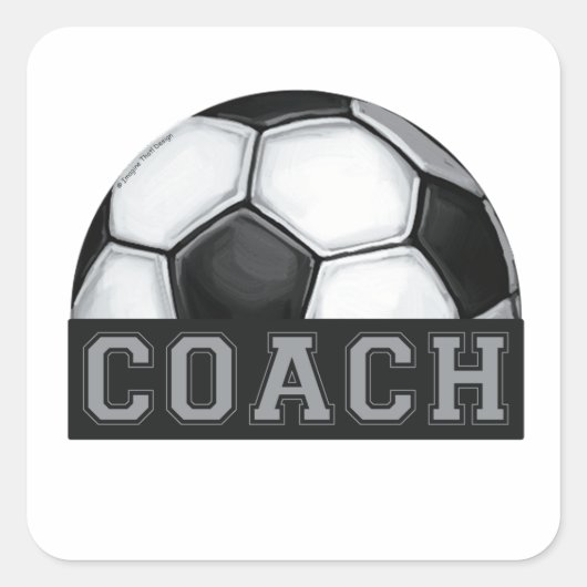 Voetbal coach vierkante sticker (Voorkant)