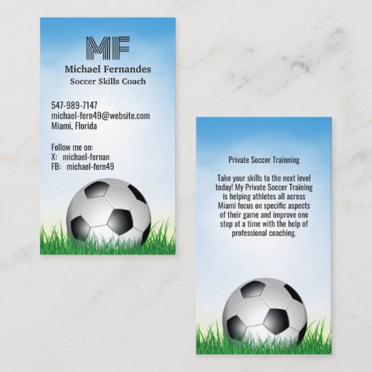 Voetbal Coach Visitekaartje (Voorkant / Achterkant)
