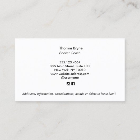 Voetbal coach Visitekaartje (Achterkant)