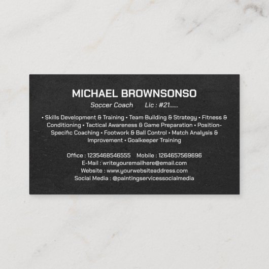 Voetbal coach visitekaartje (Achterkant)
