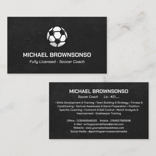 Voetbal coach visitekaartje (Voorkant / Achterkant)