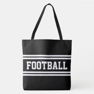 VOETBAL Cool atletisch zwart wit race strepen Tote Bag
